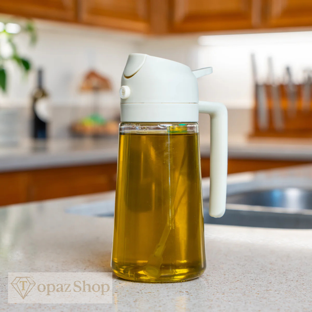 2-in-1 Oil Glass Dispenser Spray/Pour All-In-One