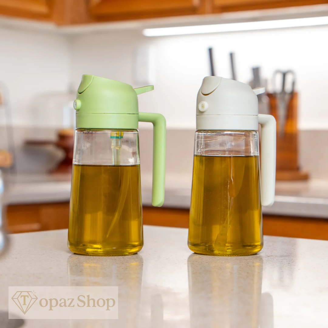 2-in-1 Oil Glass Dispenser Spray/Pour All-In-One