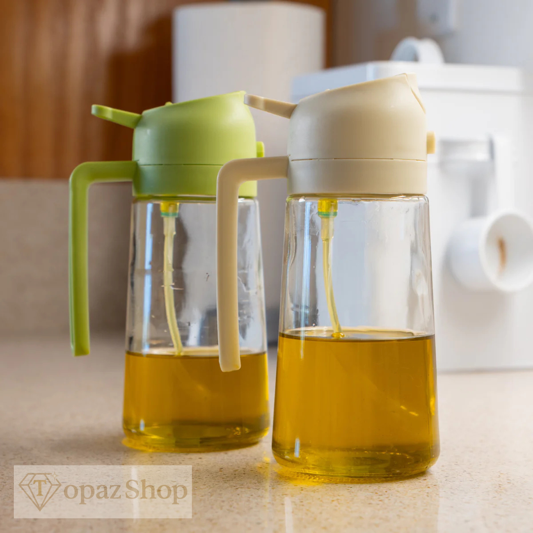 2-in-1 Oil Glass Dispenser Spray/Pour All-In-One