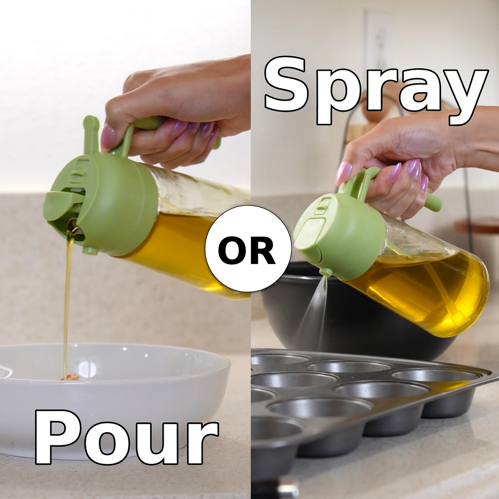 2-in-1 Oil Glass Dispenser Spray/Pour All-In-One