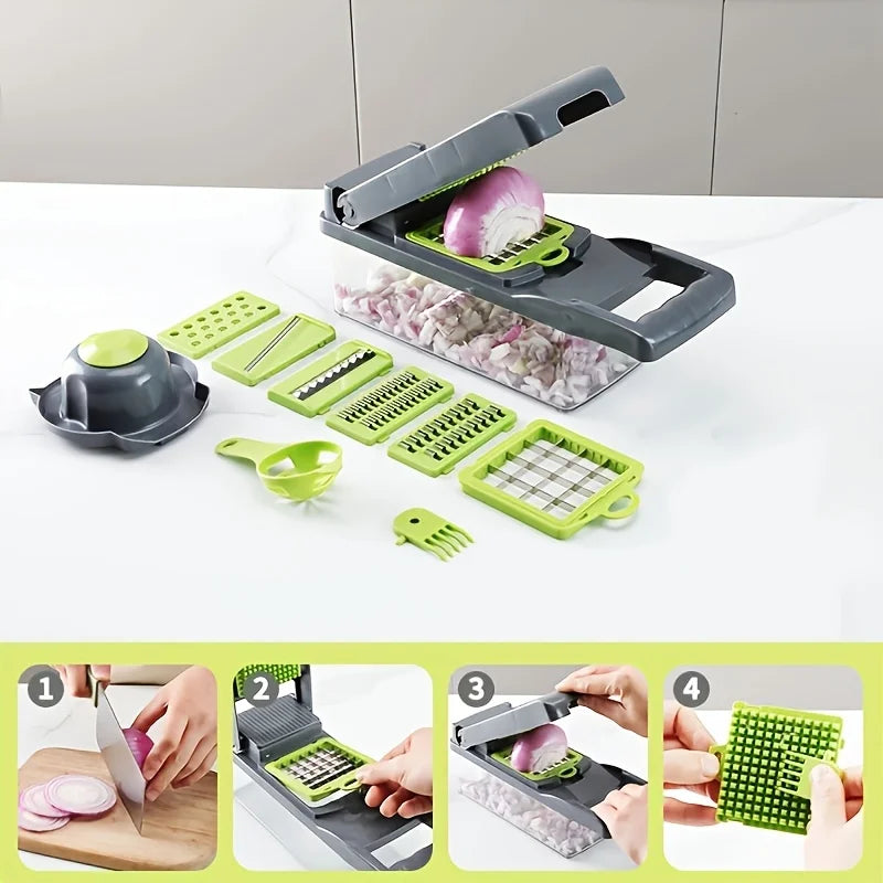 New Arrival Multifunctional 15 in 1 Handheld Vegetable Chopper Onion Cutter Potato Peeler Kitchen Fruits Slicer Vegetable Cutter