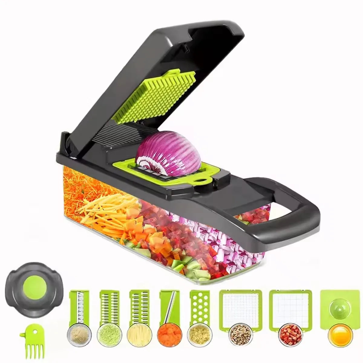 New Arrival Multifunctional 15 in 1 Handheld Vegetable Chopper Onion Cutter Potato Peeler Kitchen Fruits Slicer Vegetable Cutter