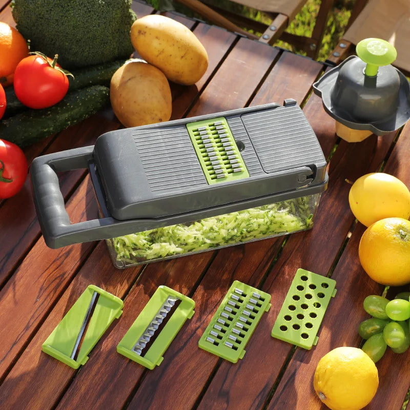 New Arrival Multifunctional 15 in 1 Handheld Vegetable Chopper Onion Cutter Potato Peeler Kitchen Fruits Slicer Vegetable Cutter