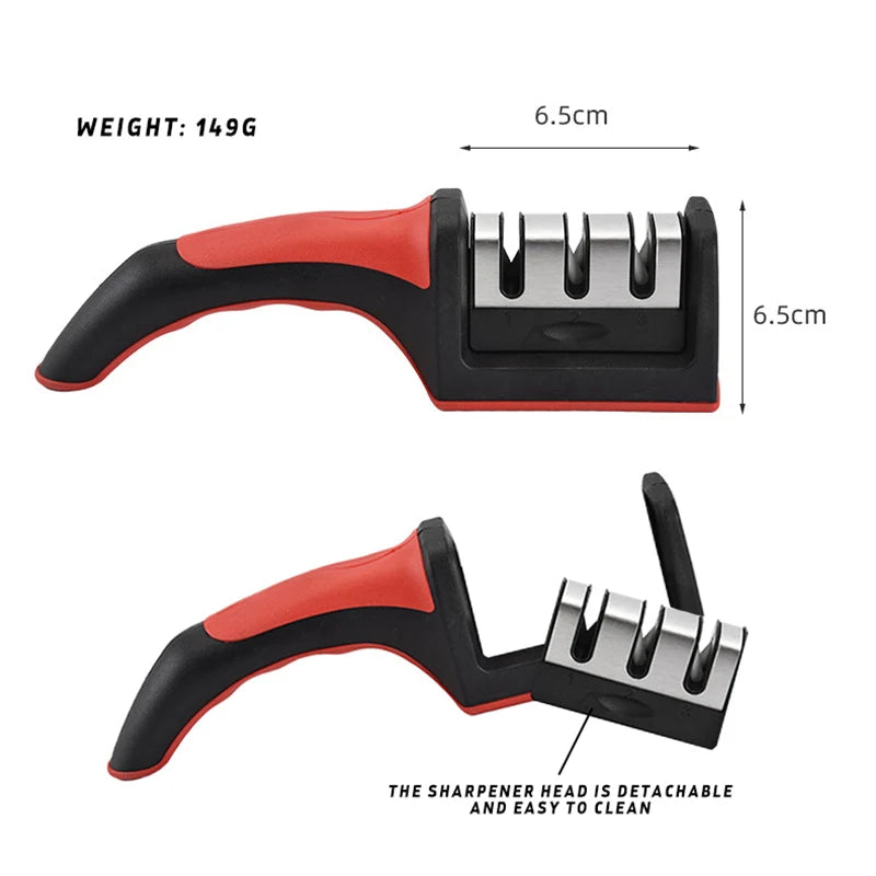 NEW Mini Professional 3 Stages Non Slip Rubber Handle Knife Sharpener Manual 2-in-1 Kitchen Knife Sharpener