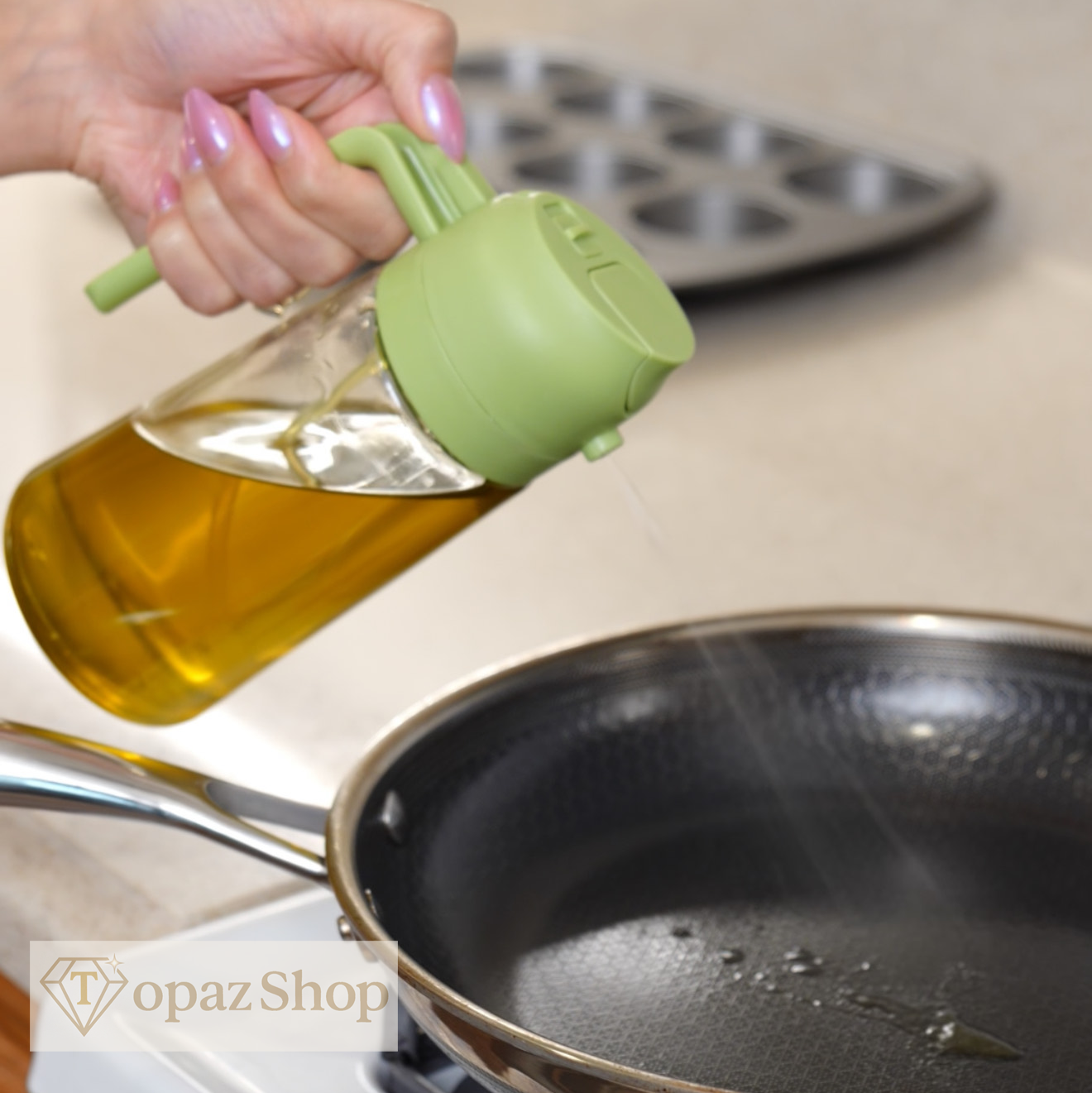 2-in-1 Oil Glass Dispenser Spray/Pour All-In-One